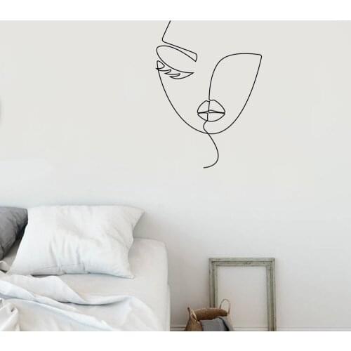 Ins Nordic Minimalist Figures Line Sticker Unique Abstract Girl Face Wall Decal Posters Prints Decor For Livingroom Vinyl ph722