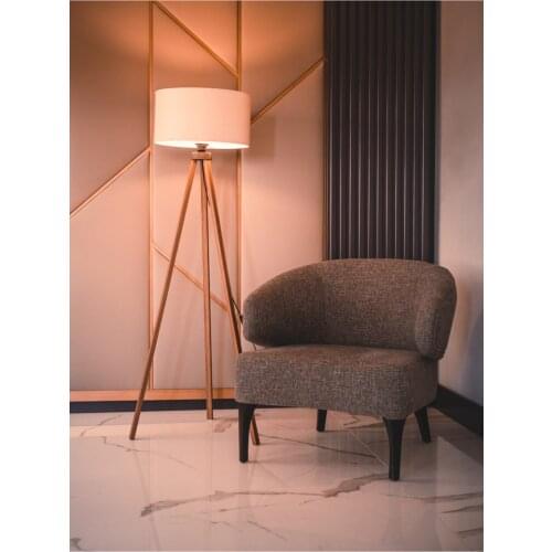 Tripod Three-Legged Floor Lamp Cream color, bedroom decor living room stand lamp lighting is made of made of wood, wooden healthy