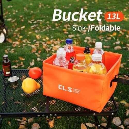 Outdoor Water Bucket Basin Camping Hiking Water Bag Picnic Wash Tableware Portable Foldable Car Bucket PVC Fishing Barrel 13L