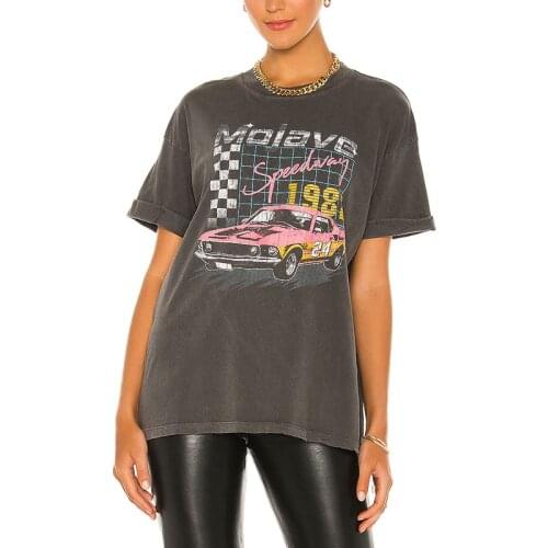 New Summer Ladies Fashion T-shirt Racing Print Top Casual Loose Casual T-shirt