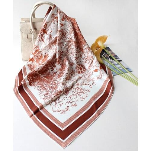 New Brand Silk Scarf Digital Printed Womens Large Handkerchief Scarf Silk Twill Bandana Lady Summer Square Bag Wrap Shawls
