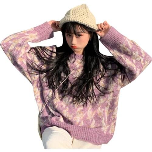 Autumn and winter Korean loose knit sweater pullover retro sweater