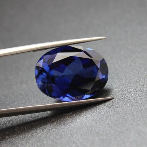 Oval shape Blue stone faceted beads stones for jewelry making loose corundum Egg-Shaped jewel DIY