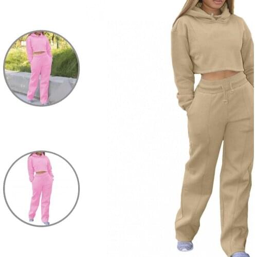 Two-piece Set Fabulous Casual Hooded Tracksuit Casual Trousers Suit Solid Color for Going Out