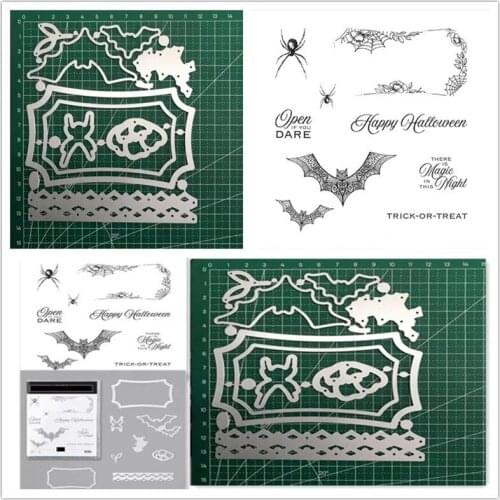 Christmas Bat Metal Cutting Dies and Stamps for Stencils Scrapbooking Embossing DIY Paper Cards Album Clear Stamps and Dies