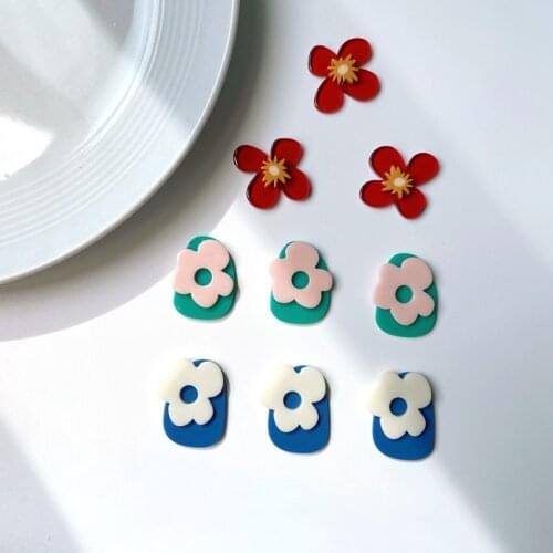 Sweet Flowers Acrylic Holeless Patch Homemade Handmade DIY Earrings Headband Hairpin Childrens Jewelry Material