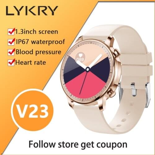 LYKRY Top V23 Smart Watch Men Women 1.3inch Screen IP67 Waterproof Heart Rate Monitor Fitness Trakcer Smartwatch For Android IOS