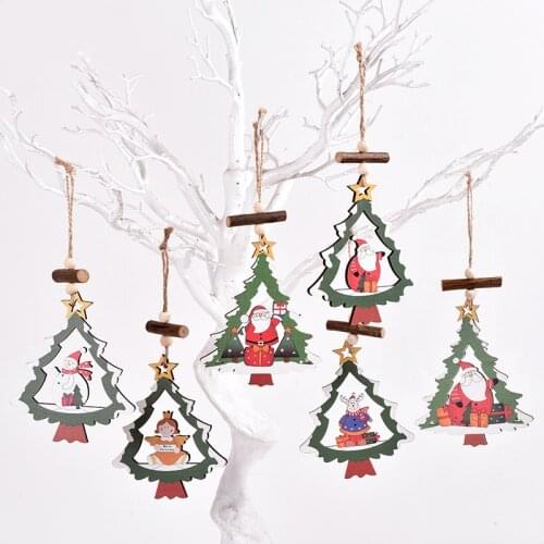 Christmas Eve Santas Snowman Home Decorations Hanging Ornaments Wood Crafts DIY Accessories tree ornaments New Year 2022