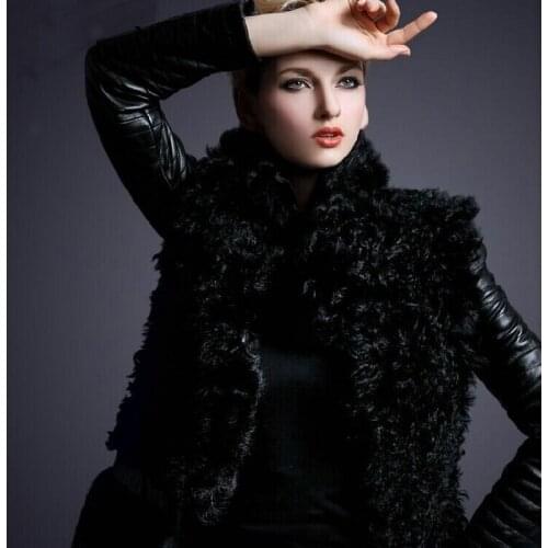 Ladys Winter Warm Leather Padded Jacket Lamb Fur Long Sheep Skin Coat Women Long White Duck Down Leather Coats