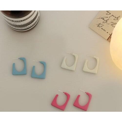 Summer Korean Fashion Simple Geometric Earrings for Women Colorful Dating Earrings 2021 Trend Statement Jewelry Friends Gift M4