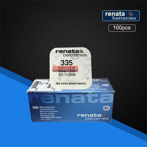 100pack Original Renata Swiss Battery 335 SR512SW 1.55V for Watch Silver 335 SR512SW RENATA Watch Batteries