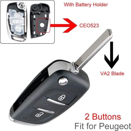 2/3 Buttons CE0523 Modified Flip Folding Key Shell with VA2 Blade Fit for Peugeot 306 / 407 / 807