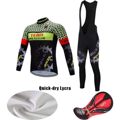 2021 Fashion Long Sleeve Road Bike Clothing Men FaLL Cycling Jersey Set BIB Kit Suit Male Pro Bicycle Clothes MTB Dress Uniform