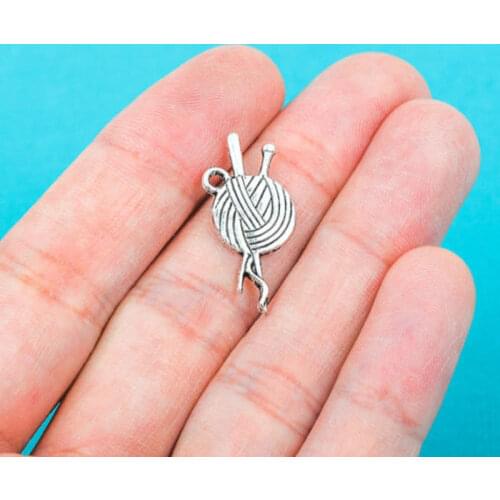 25pcs Silver Color Woolen Ball Of Yarn Charm Pendant Fit Making Bracelet Necklace Supplies Findings Metal Jewelry Accessories