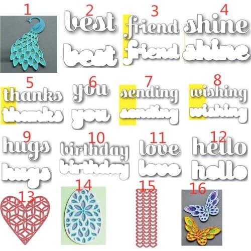 3 Layered Butterflies Frames Heart Shape Words Metal Cutting Dies For Scrapbooking Craft Die Cut Card Making Embossing Stencil