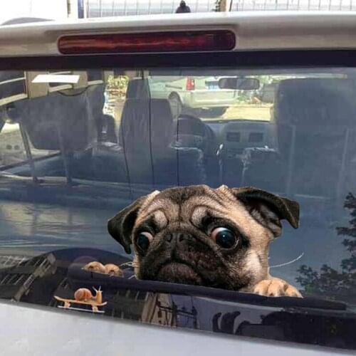 3D Pug Dogs Watch Snail Car Sticker Cartoon Car Styling Wall Home Glass Window Door Laptop Truck Vinyl Decals New
