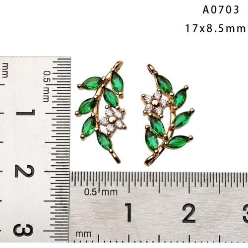 4PCS/Lots Shining Zircon Crystal Tree branch 18k Gold plated Pendants Charms Crystal Charms for Jewelry DIY Making Accessories