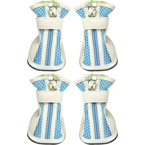 4Pcs Fashion Mesh Cotton Breathable Anti-Skid Casual Pet Shoes Dog Puppy Boots
