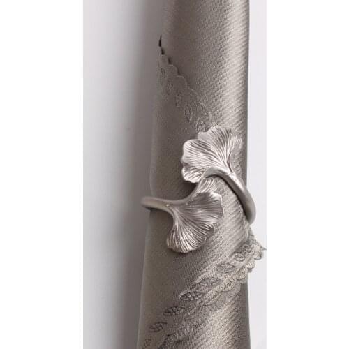 6pcs Model room 3D silver ginkgo leaf napkin ring napkin buckle cloth ring paper towel ring
