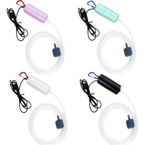 Aquarium Air Pump 1W Ultra-Quiet Fish Tank Bubbler Air Pump with Air Stone Mini USB Charging Oxygen Aerator Portable
