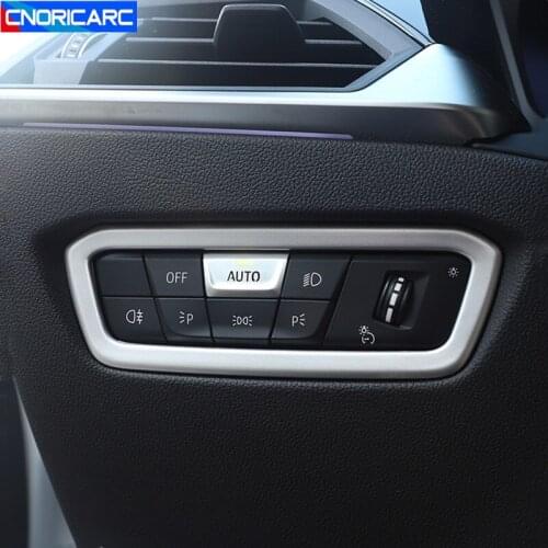 Car Styling Headlight Switch Adjustment Frame Decoration Cover Trim For BMW 3 Series G20 G28 2020 Interior Carbon Fiber Sticker