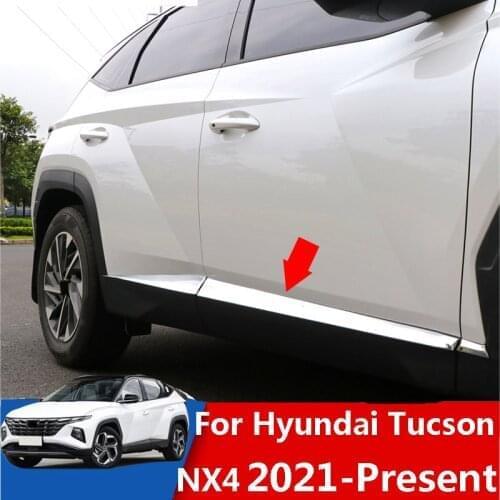 For Hyundai Tucson NX4 2021 2022 Car Door Side Body Anti-collision Door Decoration Trim Strip Side Skirts Decoration Accessories