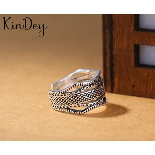 Kindey Bohemian Vintage Silver Color Big Layer Rings For Women Gifts Girls Open Retro Antique Rings Wedding Jewelry
