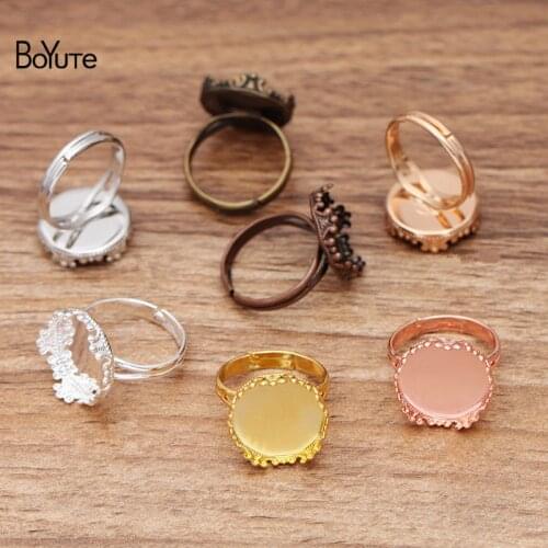BoYuTe Custom Made (200 Pieces/Lot) Round 15MM Cabochon Base Ring Settings Adjustable Ring Blanks Diy Jewelry Accessories