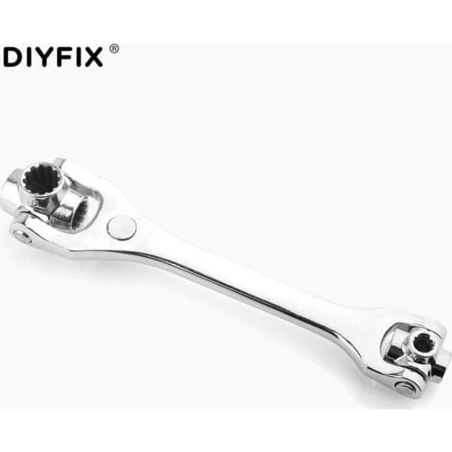 DIYFIX Socket Tiger Wrench 8-19mm Torque Spanner Key Work with Spline Bolts Multi Tool Kit Universial Furniture Car Repair