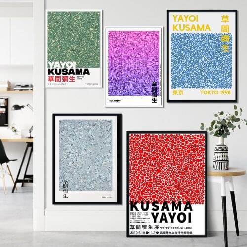 Yayoi Kusama Art Exhibition Canvas Painting Posters and Prints Gallery Wall Art Picture Museum Modern Living Room Decoration