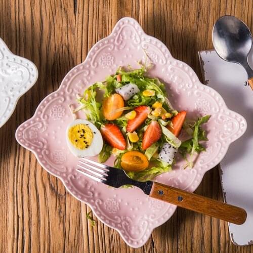 Ceramic Western Plate Dinner Plates Glazed Ceramic Dishes Breakfast Flat Bread Snack Shallow Dish Colorfull Tray