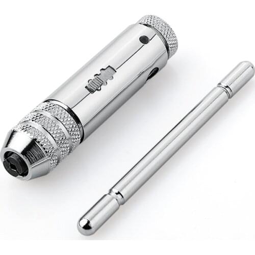 Ratchet Tap Chuck Wrench Adjustable T Handle with 5 Pcs M3-M8 Machine Screw Taps I88 #1