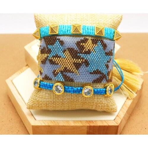 ZHONGVI Miyuki Bracelet Set For Women Blue Star Pattern Pulseras Zircon Bead Jewelry Fashion Rivet Jewellery Bracelets Wholesale