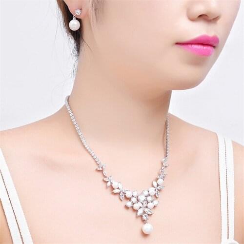 Korean Version Of The Bride Jewelry Necklace Set Wedding Bridal Party Jewelry Set Dress Up Necklace Earrings Set
