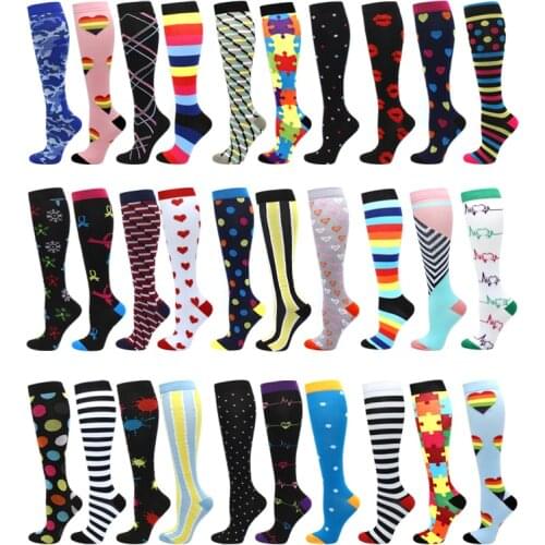 Compression Socks Men Women Medical Varicose Veins Golfs Socks Pregnancy Nursing Socks Outdoor Sports Cycling Prints Socks