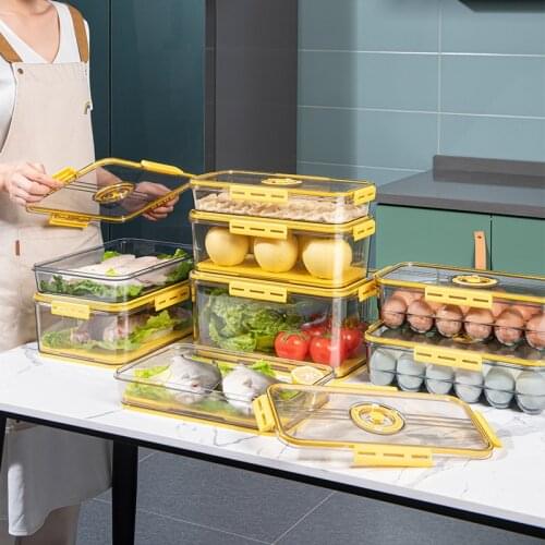 Refrigerator storage box kitchen finishing timing frozen food grade PET sealed large capacity transparent preservation box