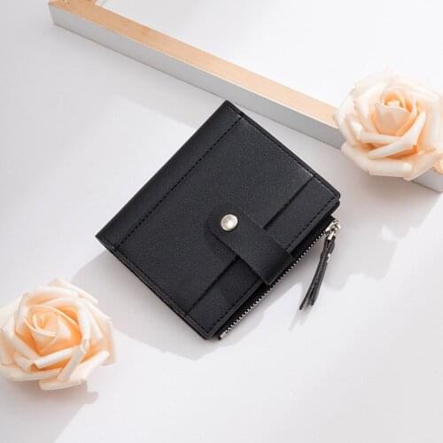 Women Wallets Short Pu Leather Female Solid Color Zipper Hasp Coin Purses Ladies Multifunction Card Holder Money Clip Clutch