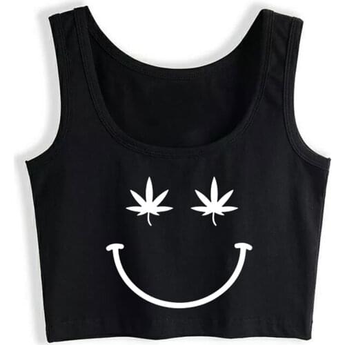 Crop Top Female Smile Bodysuit Leotard Top Womens Ladies Tumblr Hi Funny White Print Tops Women