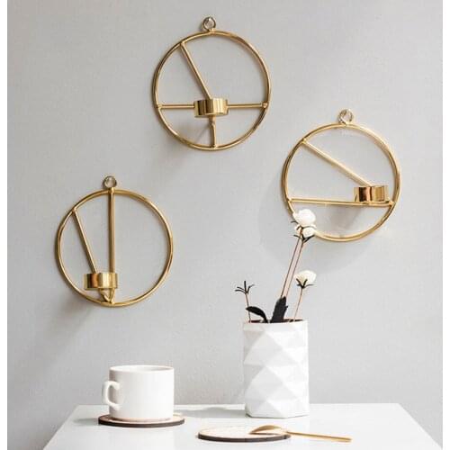Nordic Style Round Metal 3D Geometric Wall Candle Holder Tealight Sconce Decor