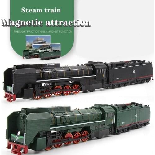 Alloy locomotive retro steam train internal combustion engine alloy model childrens toy pull back car with light and sound