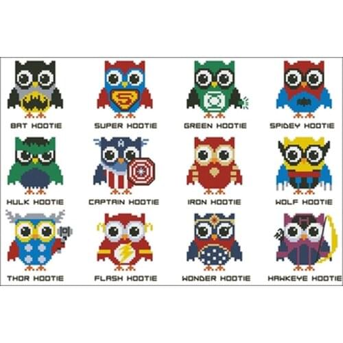 Cute owl (4) patterns Counted Cross Stitch 11CT 14CT 18CT DIY Chinese Cross Stitch Kits Embroidery Needlework Sets