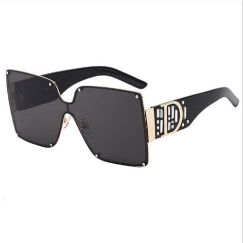 Metal fashion diamond glasses Woman outdoor sun visor uv400 One-piece large square sunglasses