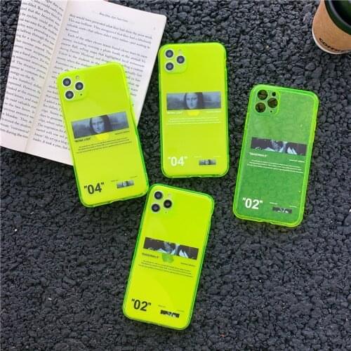 Hot fashion European art Mona Lisa soft Silicon Phone Case For iphone 7 8 plus 12 mini 11 Pro X XS MAX fluorescent luxury cover