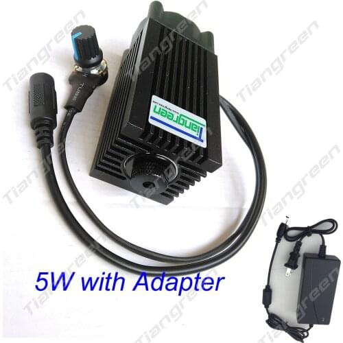 Focusable 5W 445nm Blue Laser Head Module with Analog Knob Dimming CNC Cutter Lighting + Power Supply