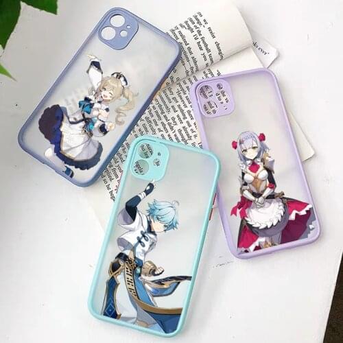 Soft Matte Silcone Phone Case for IPhone 12 11 Pro Max X XS MAX 7 7plus 8 8Plus XR Hard PC Transparent Capa Genshin Impact Cover