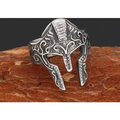 Stainless steel viking helmlet noridc amulet ring