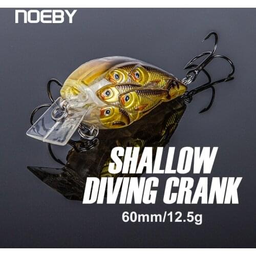 NOEBY Topwater Crankbaits Minnow Fishing Lures 60mm 12.5g Floating Wobblers Shallow Diving Crank Baits for Pike Fishing Baits