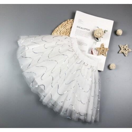 2020 new Four seasons white Girl Dance Skirt Girls Skirts Fantasia Tutus Children Baby Toddler skirt Gauze Sequin skirt