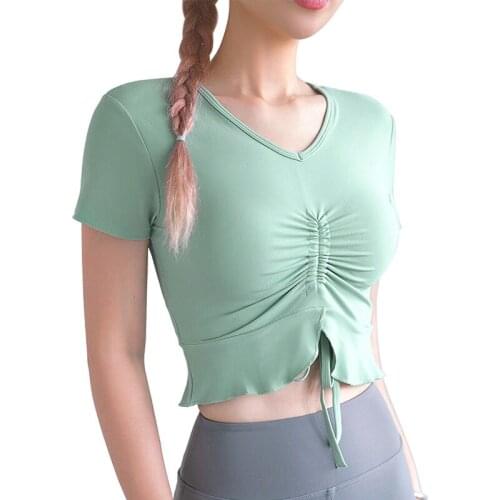 2021 New Women Sports Short-sleeved Yoga Fitness Vest Slim Thin Nude Tops Sexy Sportswear Quick-dry Solid Gym Outwork
