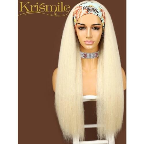Long Straight 613# Blonde Headband Wig Daily Party Holidays Make Up No Gel Glueless Wig for Black Women with 2 Free Bands